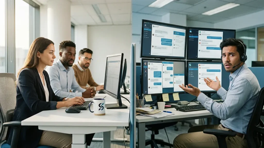 Comparison of dedicated and shared customer support teams