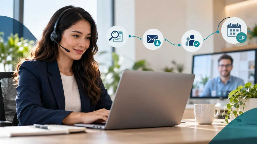 Offshore sales development representative researching prospects and managing outreach, lead qualification, and meeting bookings.